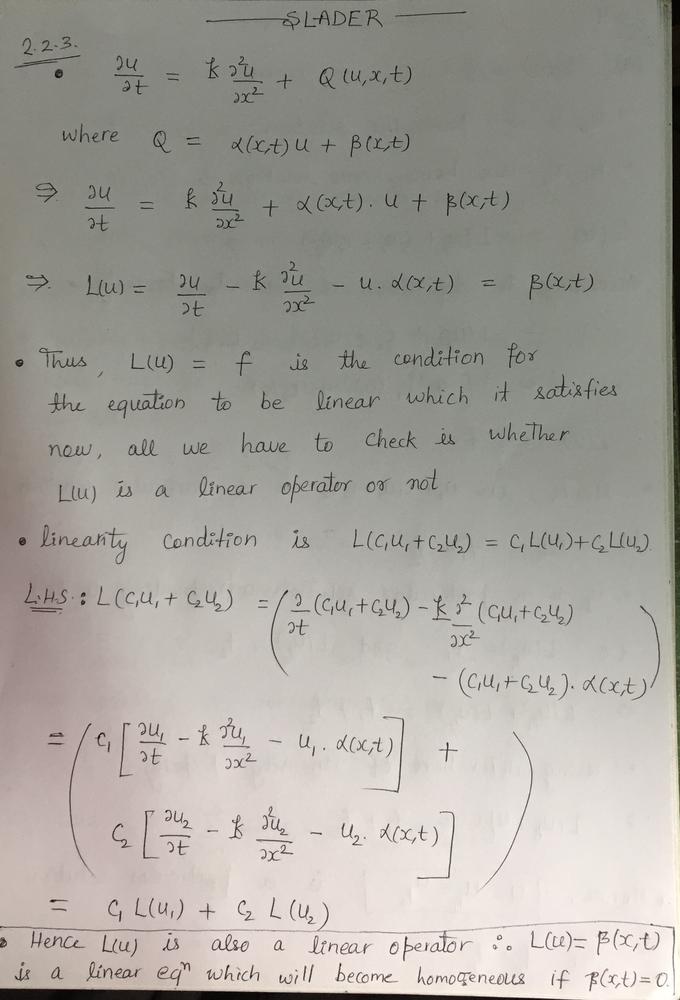 Show That Math Frac Partial U Partial T K Frac Partial 2 U Partial X 2 Q U X T Math Is Linear If Math Q Alpha X T U Beta X T Math And In Addition Homogeneous If Math Beta X T 0 Math Homework Help And Answers