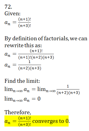 Which Of The Sequences A N Converge And Which Diverge Find The Limit Of Each Convergent Sequence A N Frac N 1 N 3 Homework Help And Answers Slader