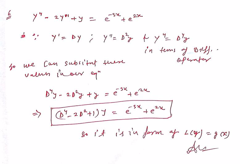 Write The Given Differential Equation In The Form L Y G X Where L Is A Differential Operator With Constant Coefficients Math Y 4 2 Y Prime Prime Y E 3 X E 2 X Math Homework Help And Answers Slader