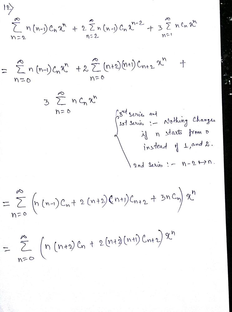 Rewrite The Given Expression As A Single Power Series Whose General Term Involves Math X K Math Math Sum N 2 Infty N N 1 C N X N 2 Sum N 2 Infty N N 1 C N X N 2 3 Sum N 1 Infty N C N X N Math Homework Help