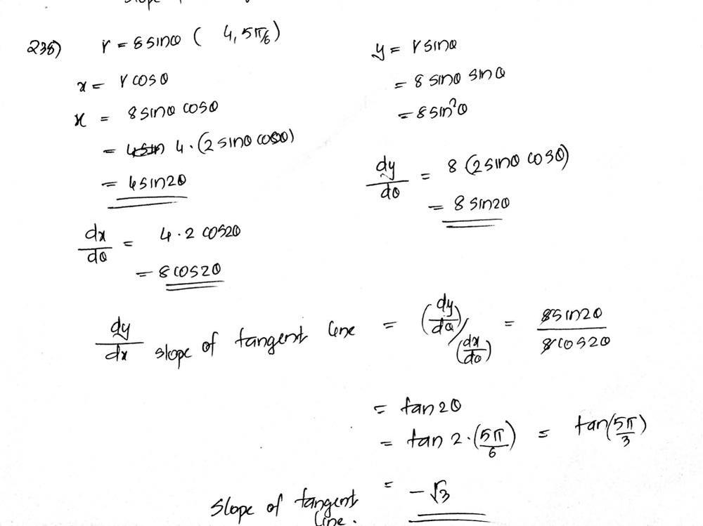 Find The Slope Of A Tangent Line To A Polar Curve Math Rf