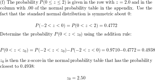 Find A Value Z 0 Of The Standard Normal Random Variable Z Such That Begin Array L Text A P Left Z Leq Z 0 Right