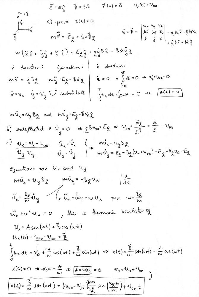 A Charged Particle Of Mass M And Positive Charge Q Moves In Uniform Electric And Magnetic Fields E Pointing In The Y Direction And B In The Z Direction An Arrangement Called