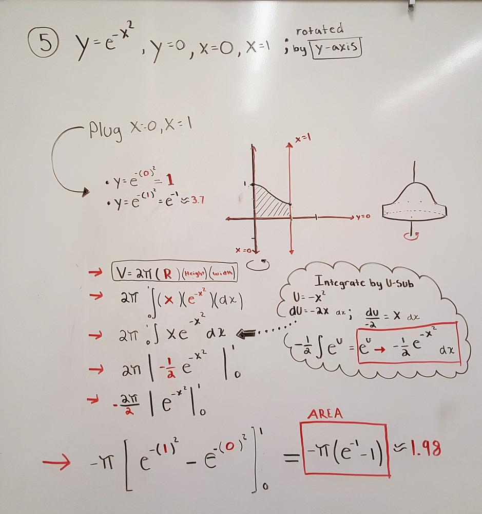 Use The Method Of Cylindrical Shells To Find The Volume Generated By Rotating The Region Bounded By The Given Curves About The Y Axis Y E X 2 Y 0 X 1 X 2 Homework Help And Answers