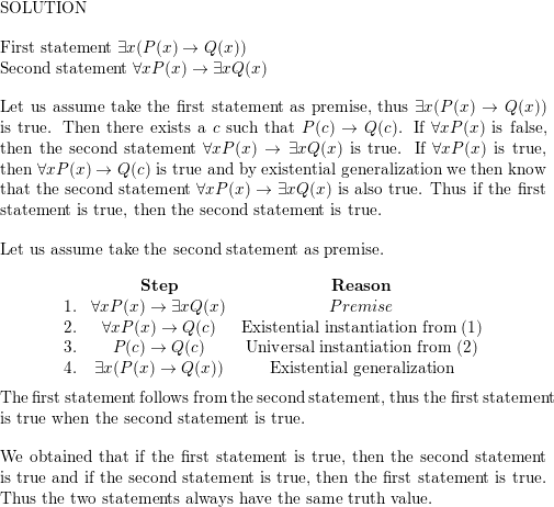 Let P X And Q X Be Propositional Functions Show That X P X Q X And X P X X Q X Always Have The Same Truth Value Homework Help And Answers Slader