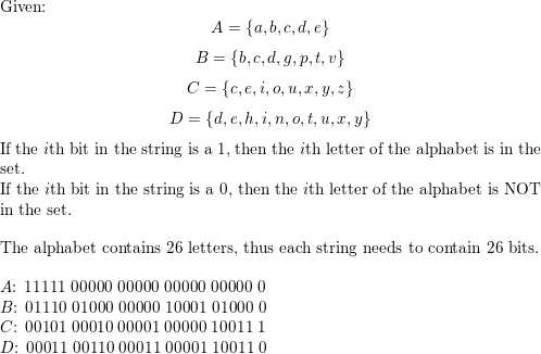 Show How Bitwise Operations On Bit Strings Can Be Used To Find These Combinations Of A A B C D E B B C D G P T V C