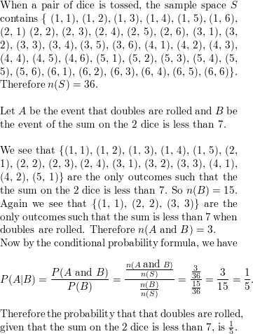 What is the probability of rolling doubles on a pair of dice