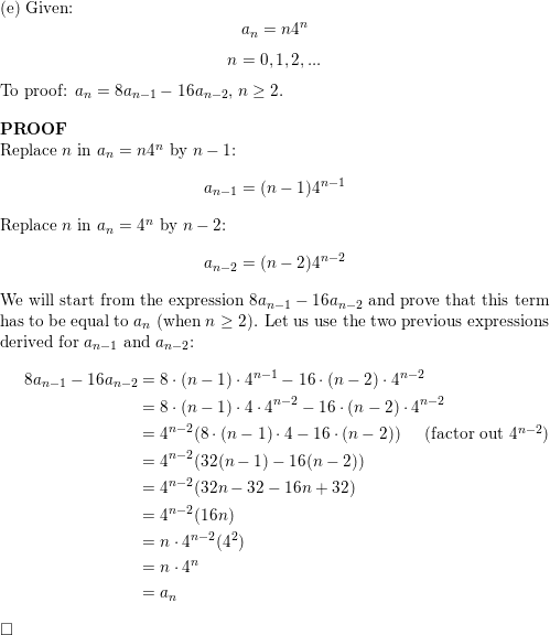 Is The Sequence A Math Square Math A Solution Of The Recurrence Relation Math A N 8a N 1 16a N 2 Math If A Math A N 0 Math B Math A N 1 Math C Math A N 2 N Math D Math A N 4 N Math