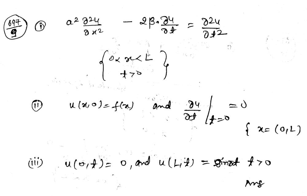 A String Of Length L Coincides With The Interval 0 L On The X Axis Set Up The Boundary Value Problem For The Displacement U X T The Left End Is Secured To The X Axis