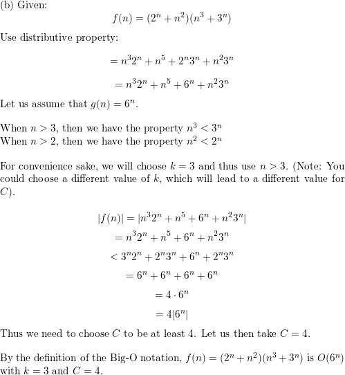 Give A Big O Estimate For Each Of These Functions For The Function G In Your Estimate F X Is O G X Use A Simple Function G Of Smallest Order A Math N 3 N 2 Log N Log