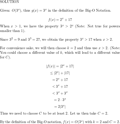 Use The Definition Of F X Is O G X To Show That 2 X 17 Is O 3 X Homework Help And Answers Slader