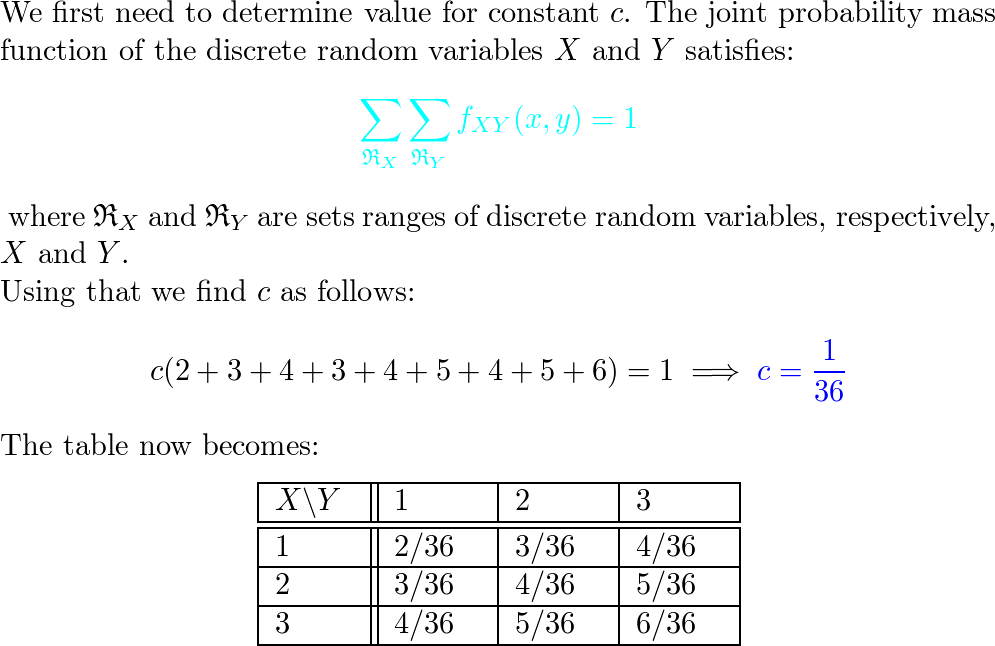 Determine the value of c that makes the function f x y c Quizlet