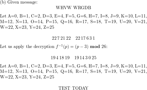 Decrypt These Messages That Were Encrypted Using The Caesar Cipher A Eoxh Mhdqv B Whvw Wrgdb C Hdw Glp Vxp Homework Help And Answers Slader