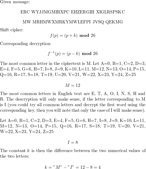 Suppose that the ciphertext ERC WYJJMGMIRXPC EHZERGIH XIGLRS | Quizlet