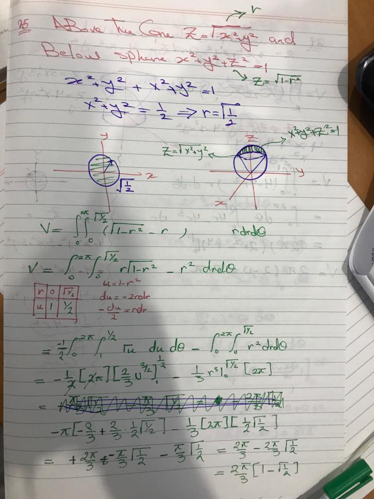 User Polar Coordinates To Find The Volume Of The Solid Above The Cone Z Sqrt X 2 Y 2 And Below The Sphere X 2 Y 2 Z 2 1 Homework Help And Answers Slader