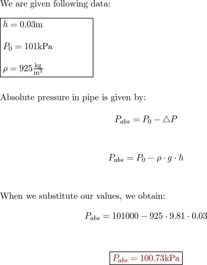 Blue manometer fluid of density 925 kg/m3 shows a column hei Quizlet