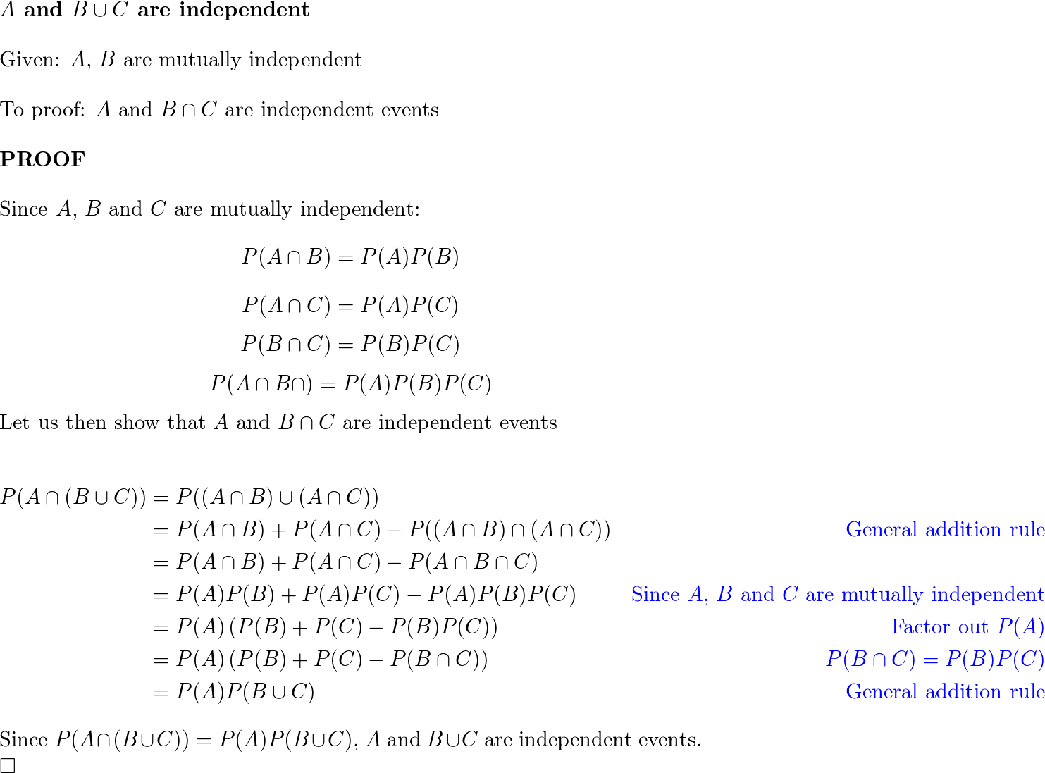 Show that if A B and C are mutually independent then the Quizlet