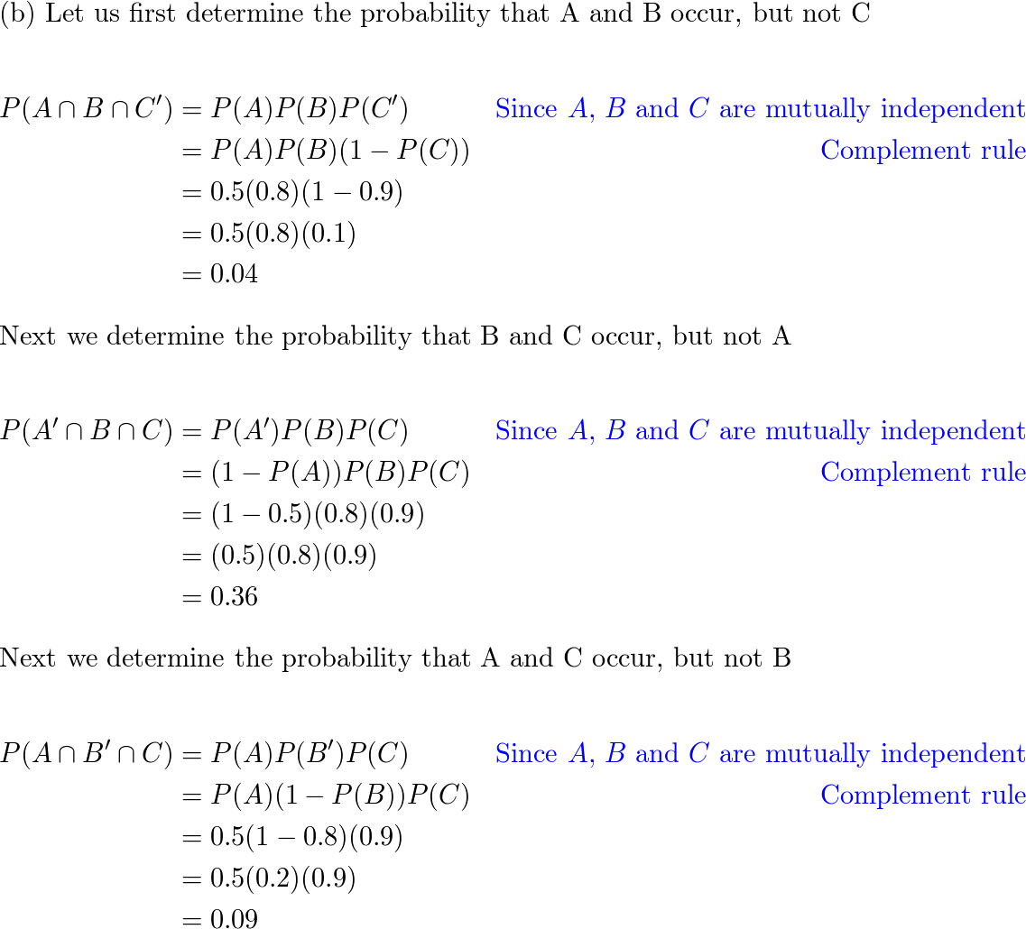 Suppose that A B and C are mutually independent events and Quizlet