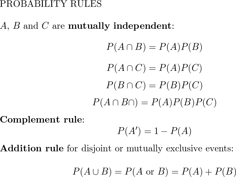 Suppose that A B and C are mutually independent events and Quizlet