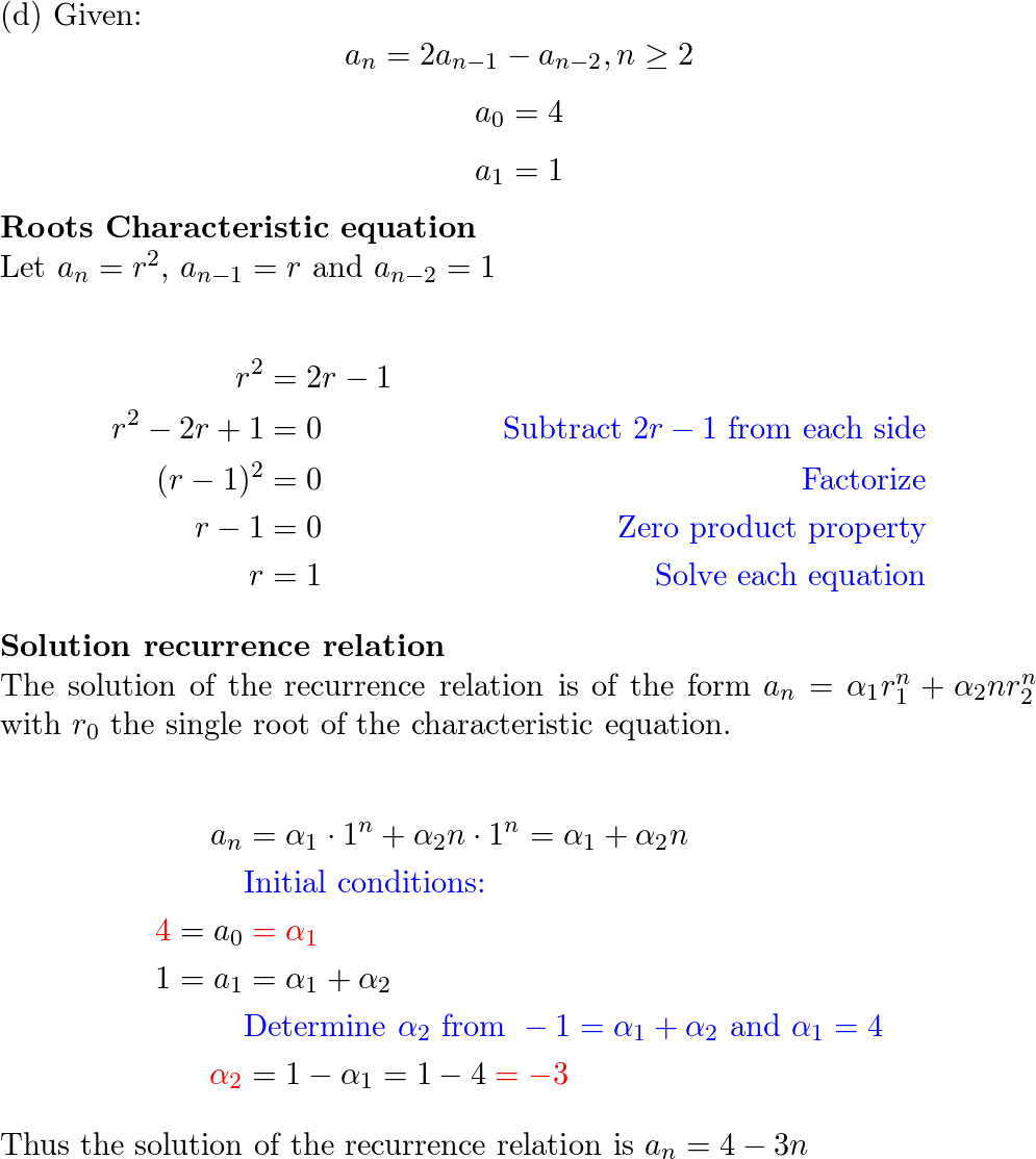 Solve These Recurrence Relations Together With The Initial C Quizlet