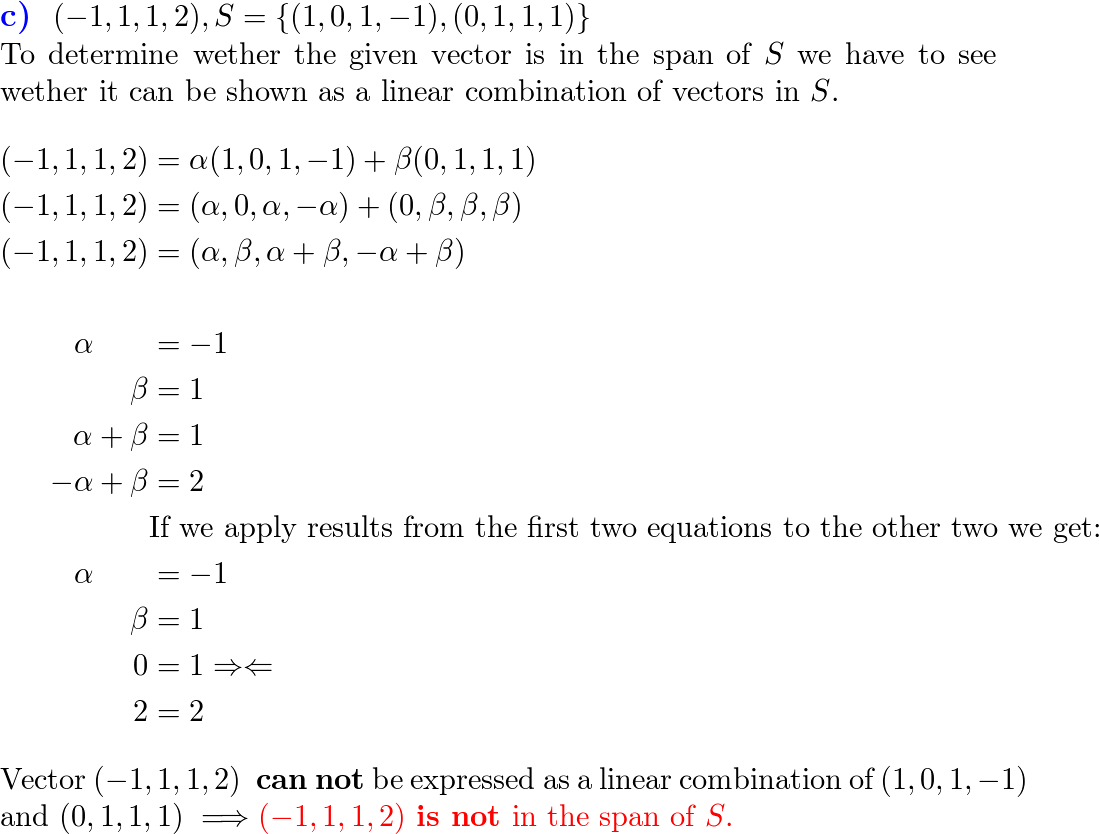 Solved Determine whether the set S = {1, x^2, x^2 + 4} spans
