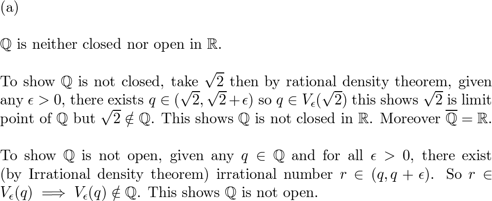 Decide whether the following sets are open closed or neith Quizlet