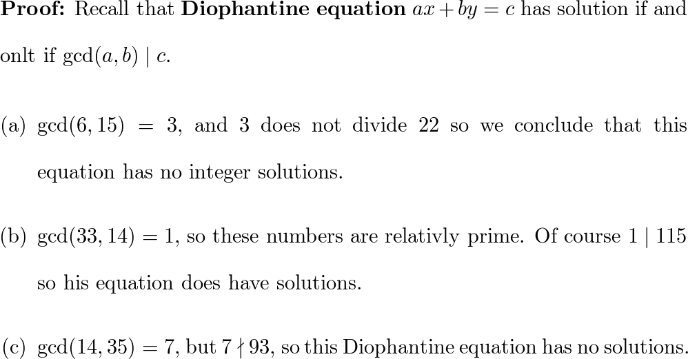 Which Of The Following Diophantine Equations Cannot Be Solve | Quizlet