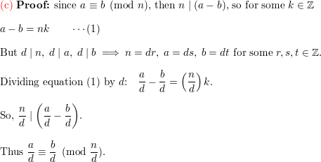 Prove Each Of The Following Assertions A If Math A Equiv B Bmod N Math And Math M N Math Then Math A Equiv B Bmod M Math B If Math A Equiv B Bmod N Math And Math C 0 Math Then Math C A