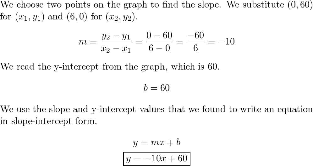 Write the equation of line in slope-intercept form. A line | Quizlet