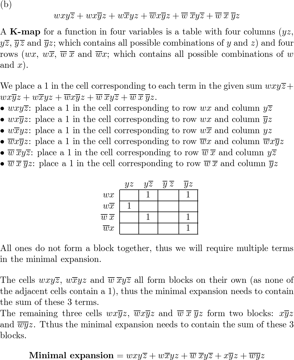 Use A K Map To Find A Minimal Expansion As A Boolean Sum Of Quizlet