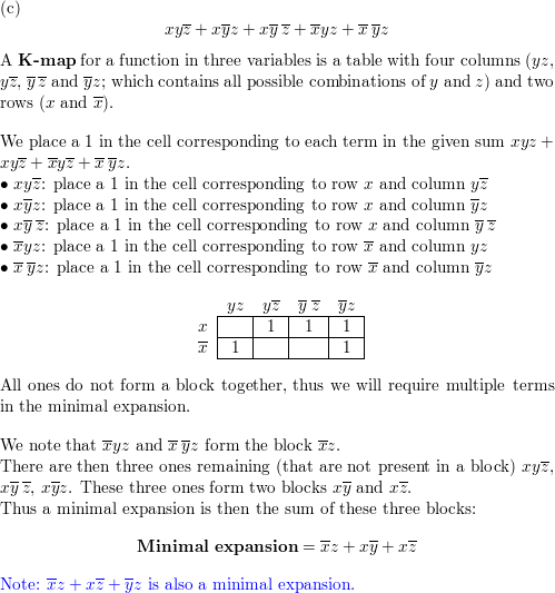 Use A K Map To Find A Minimal Expansion As A Boolean Sum Of Quizlet