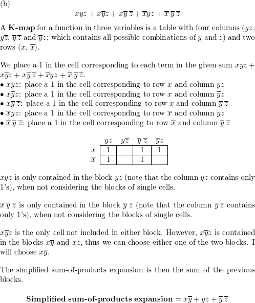 A Explain How K Maps Can Be Used To Simplify Sum Ofproducts Quizlet