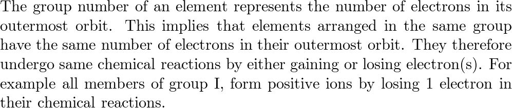 Elements in the same group column of the periodic table te Quizlet