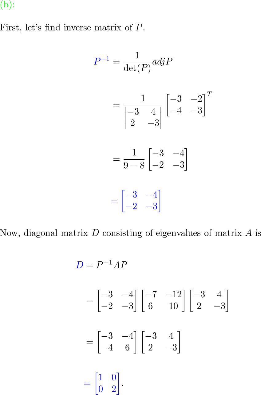 In each case find P 1 A P and then comput Quizlet