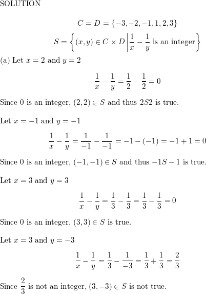 Let C D 3 2 1 1 2 3 And Define A Relation S From C To D As Follows For All X Y In C Times D X