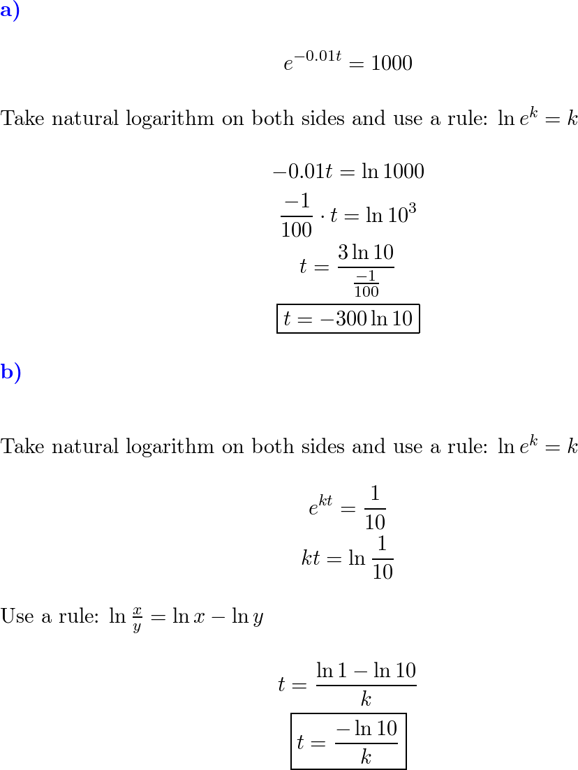 Solve For T A E { 0 01 T} 1000 B E {k T} Frac{1}{10} Quizlet