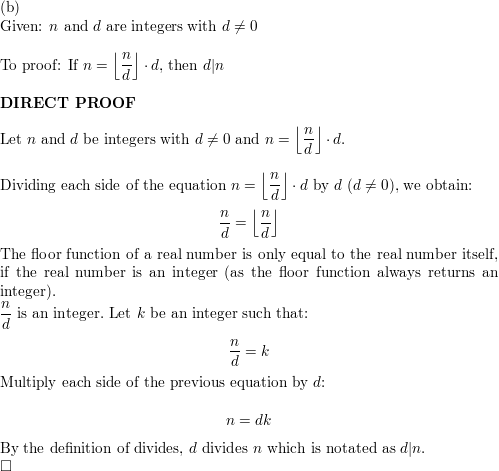 Suppose N And D Are Integers And D Neq 0 Prove Each Of The