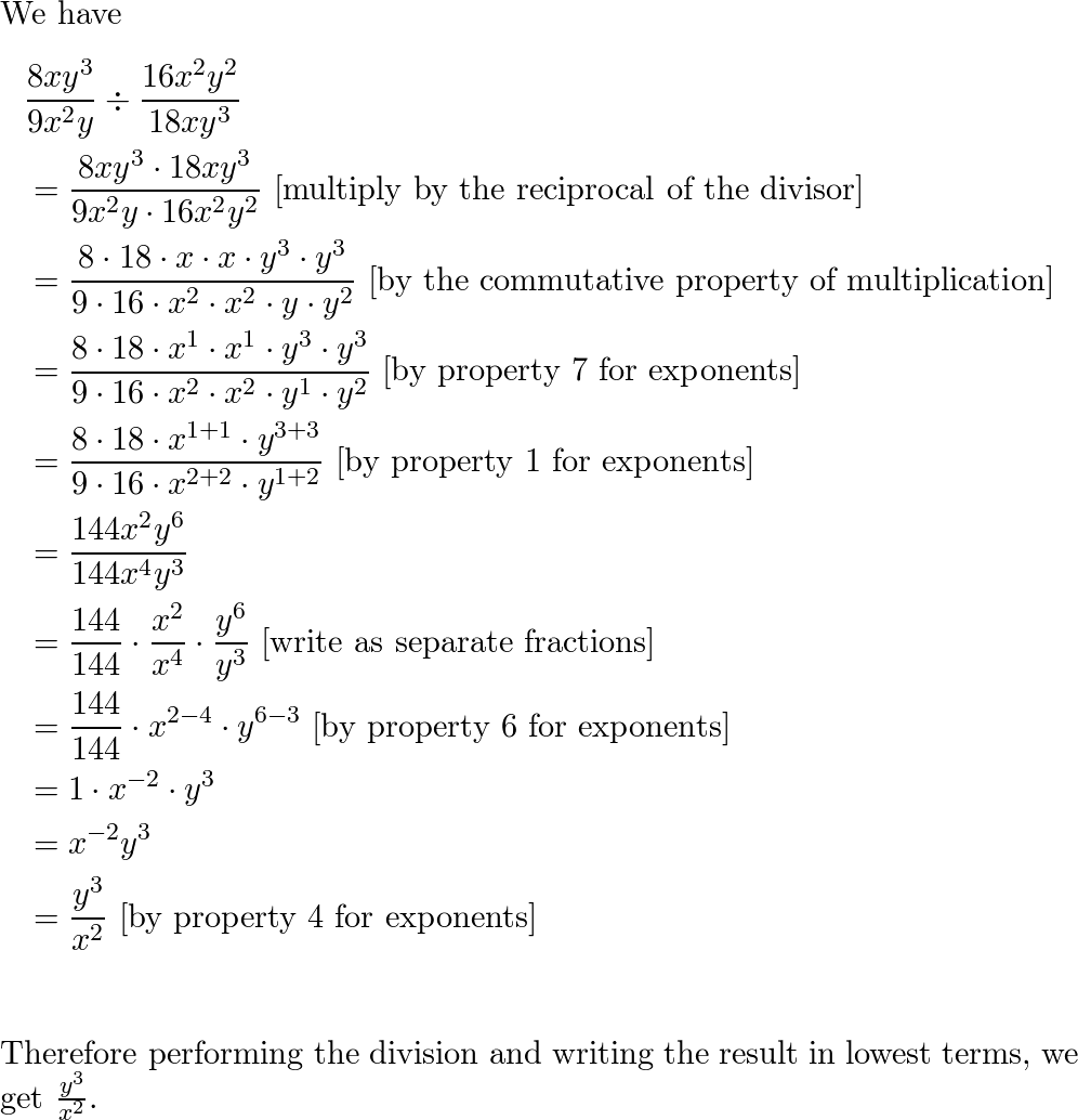 Perform The Indicated Operations Frac{8 X Y 3}{9 X Quizlet