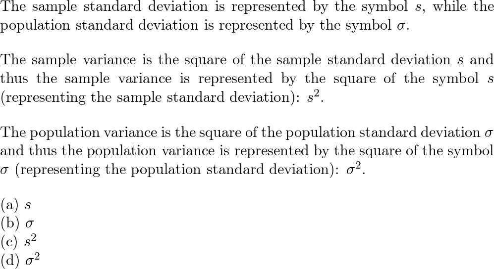 sample variance symbol