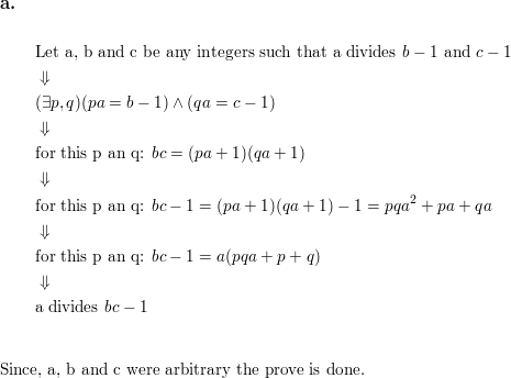 Prove that for all integers a b and c a if a divides b Quizlet