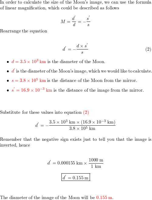 The Moon s diameter is 3.5 times 10 3 mathrm km and i Quizlet