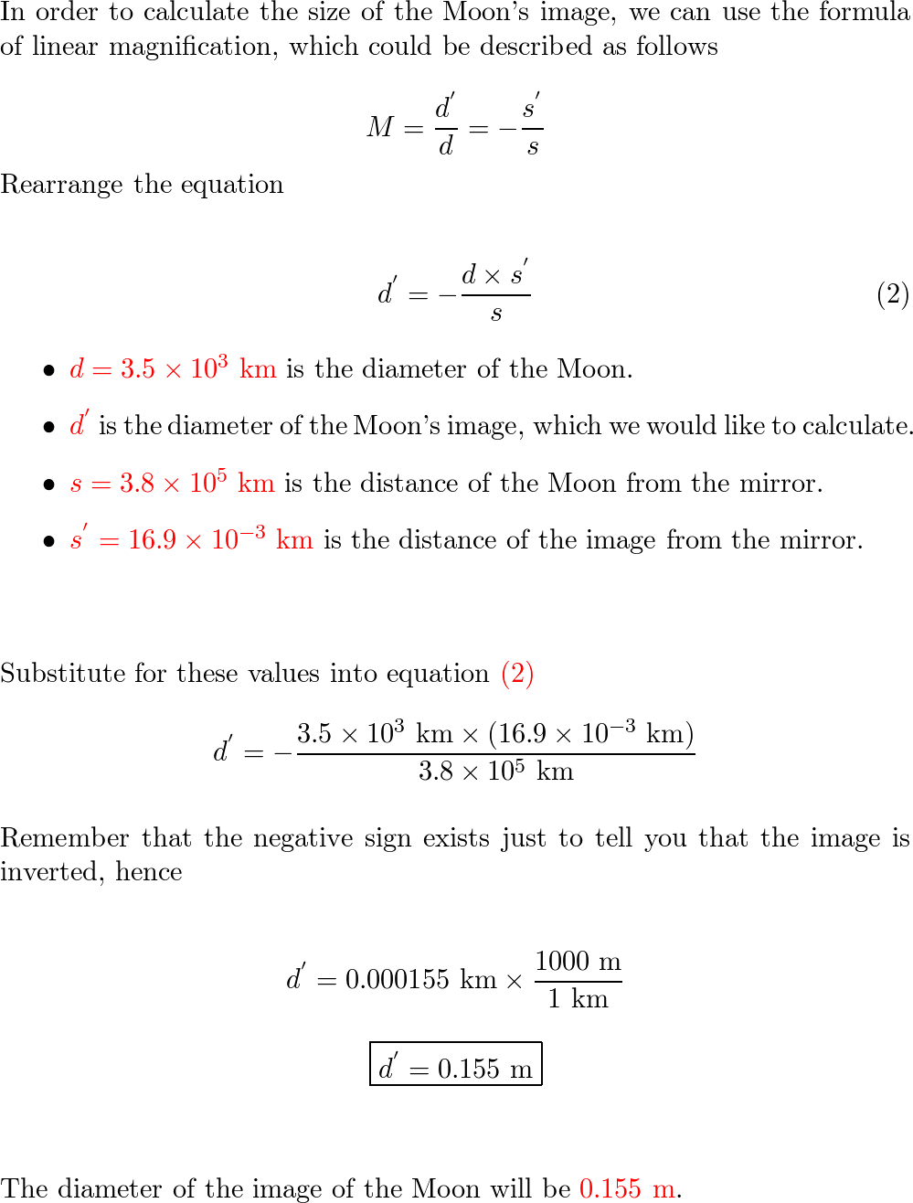 The Moon s diameter is 3.5 times 10 3 mathrm km and i Quizlet