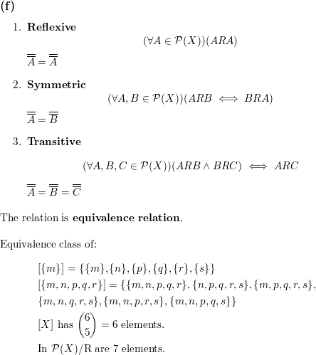 For Each Of The Following Prove That The Relation Is An Equivalence Relation Then Give Information About The Equivalence Classes As Specified A The Relation Math S Math On Math Mathbb R Math Given By Math X Text S Text