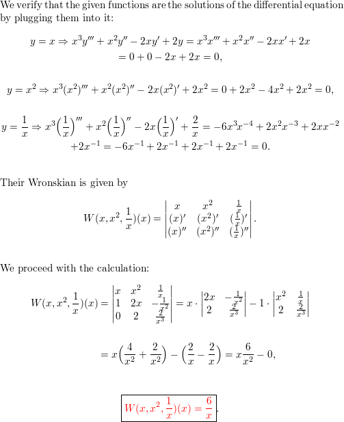 Verify That The Given Functions Are Solutions Of The Differe Quizlet