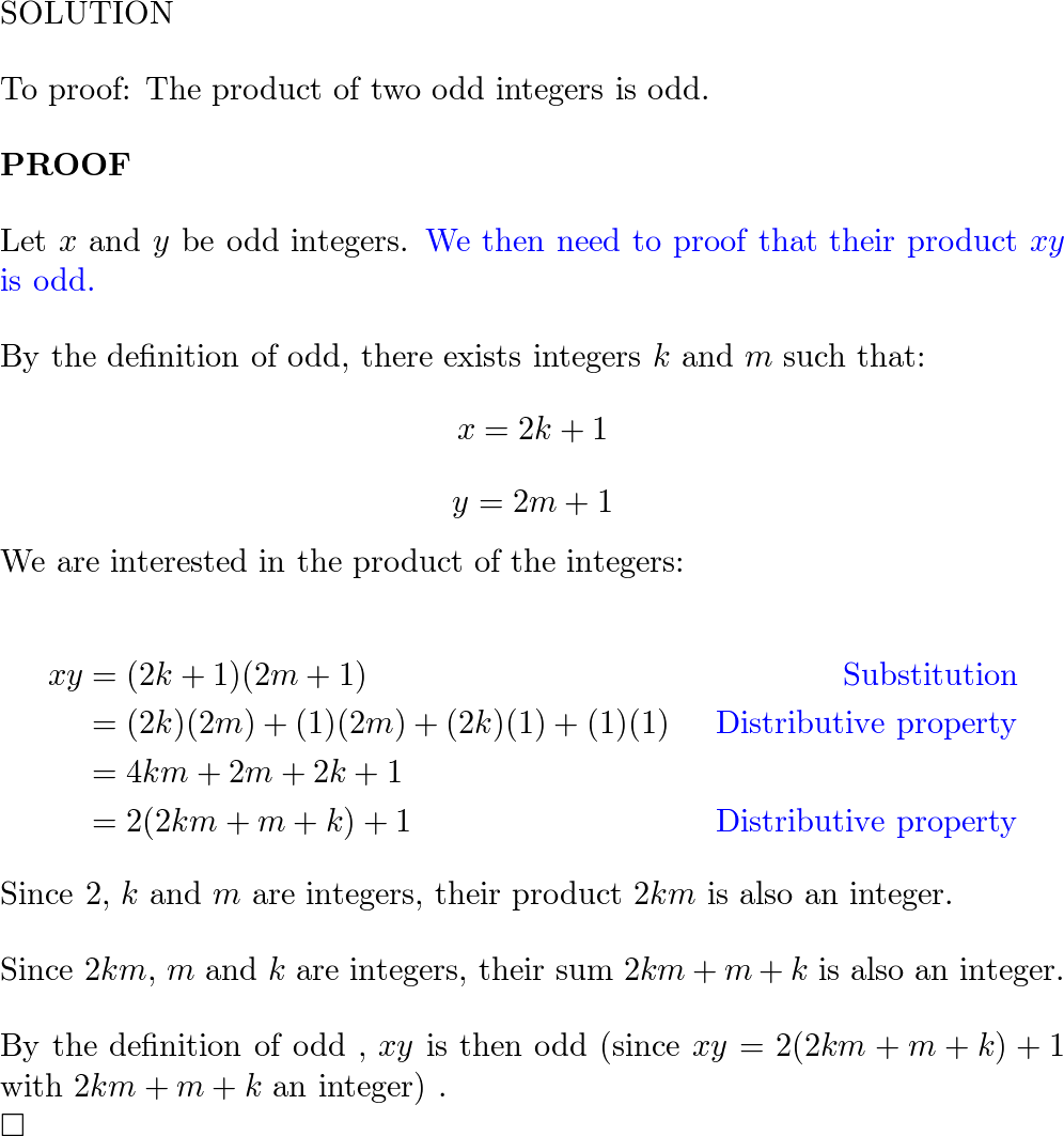 Prove That The Product Of Two Odd Integers Is Odd Quizlet