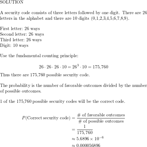 Use counting principles to find the probability. A security Quizlet