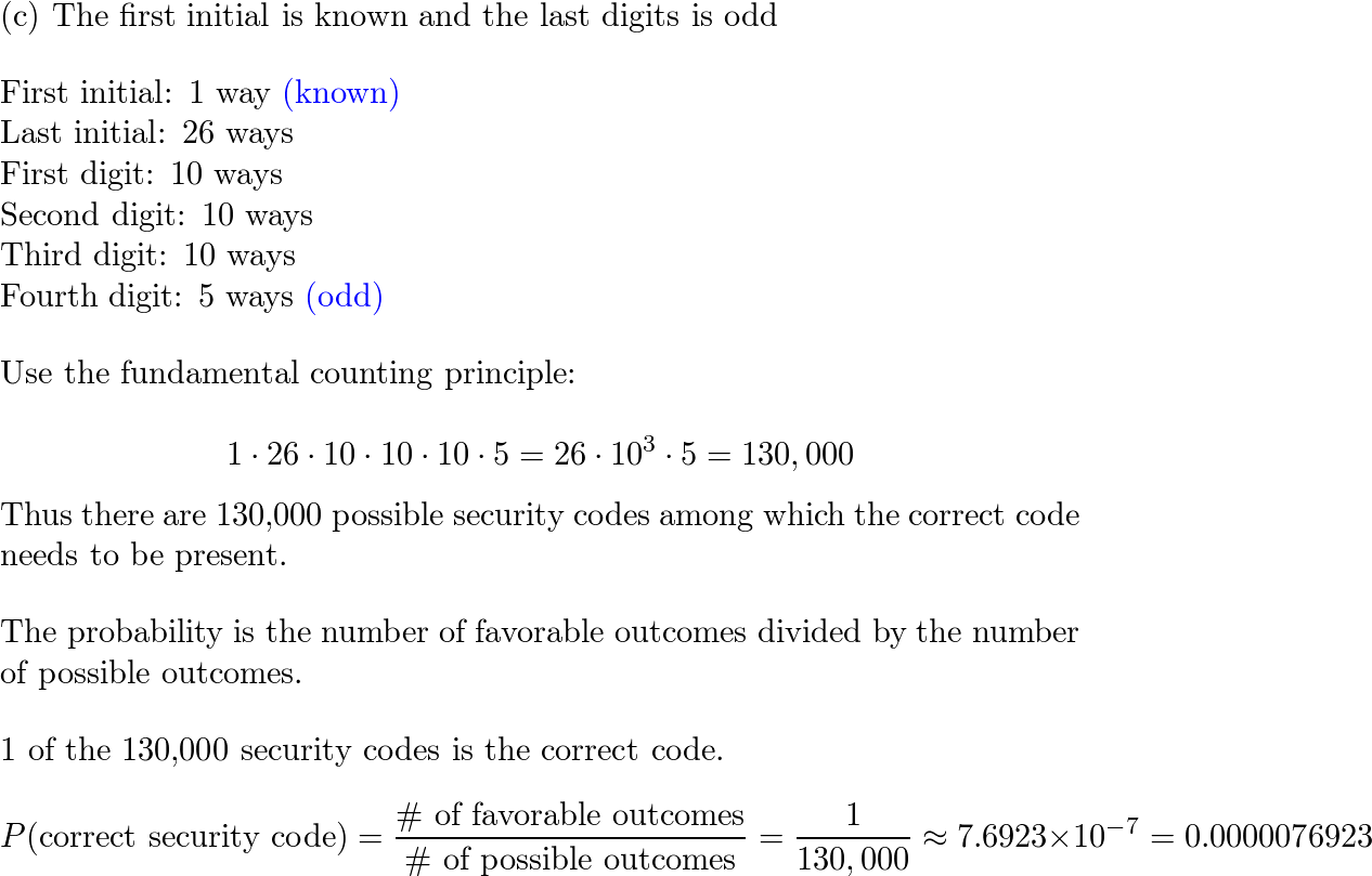 A security code consists of a person s first and last initia Quizlet