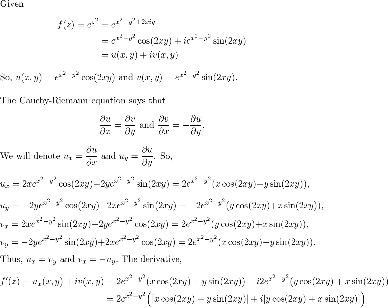 Verify that the real and imaginary parts of each function f | Quizlet