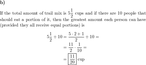 zoey made 5 1/2 cups of trail mix for a camping trip. she wants to