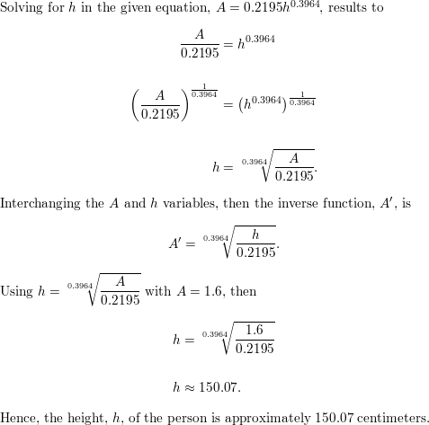 The formula $a = 46c$ gives the floor area $a$ in square met